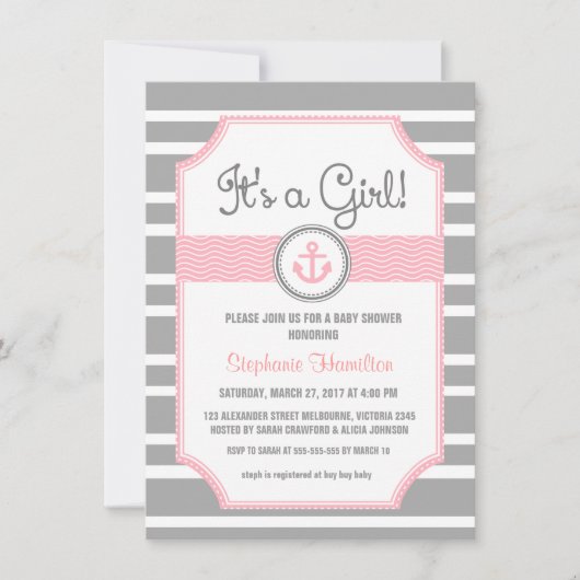 Schip-ankerdouche voor nautische baby's kaart (Voorkant)