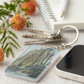  Schip Blauw Groen Wanderlust Thema Sleutelhanger (Voorkant Rechts)