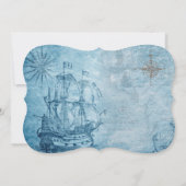 Schip Blauwe Nautische Huwelijk Kaart (Achterkant)