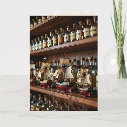 Schip, boten, flessen drank Verjaardag Kaart (Voorkant)