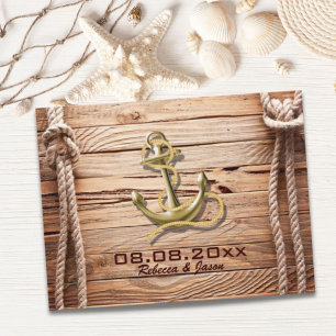 schip dock strand anchor nautical save the date aankondigingskaart