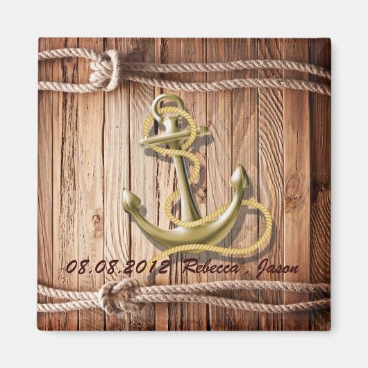 schip dock strand anchor nautical save the date magneet (Voorkant)