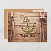 schip dock strand anker nautische bruiloft dank u briefkaart (Voorkant / Achterkant)