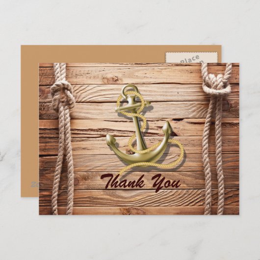 schip dock strand anker nautische bruiloft dank u briefkaart (Voorkant / Achterkant)