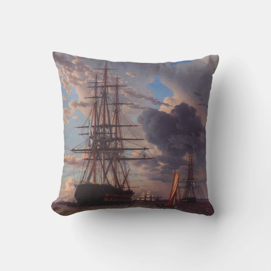 Schip en een fregat voor anker kussen (Voorkant)