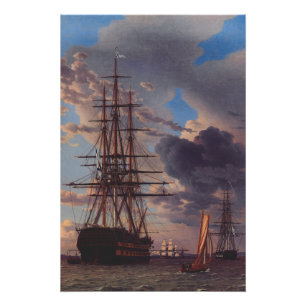 Schip en een fregat voor anker  perfect poster