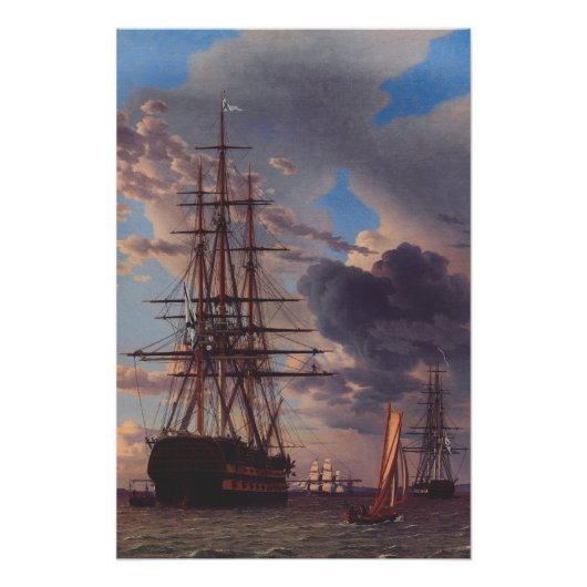 Schip en een fregat voor anker perfect poster (Voorkant)