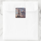 Schip en een fregat voor anker  vierkante sticker (Tas)