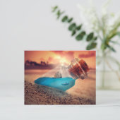 Schip en haai in de fles briefkaart (Staand voorkant)