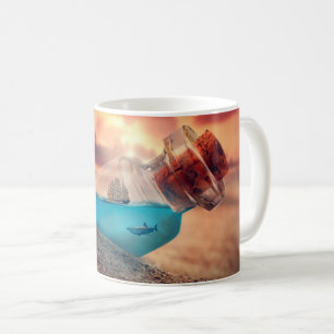 Schip en haai in de fles koffiemok