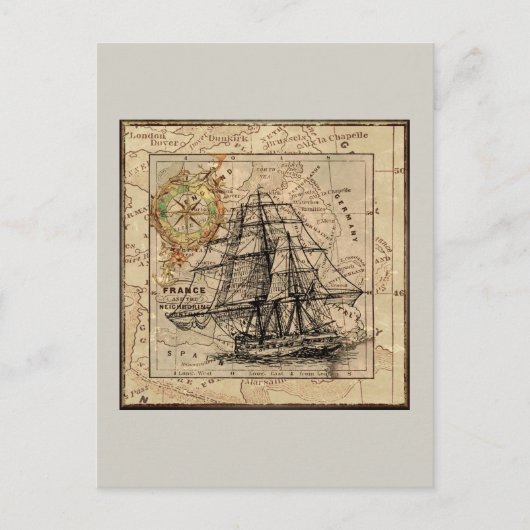 schip en kaart (Voorkant)
