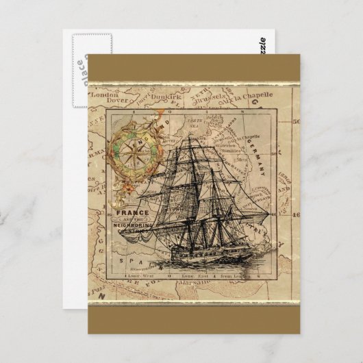  schip en kaart (Voorkant / Achterkant)