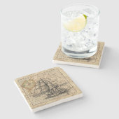  schip en kaart stenen onderzetter (Zijkant)