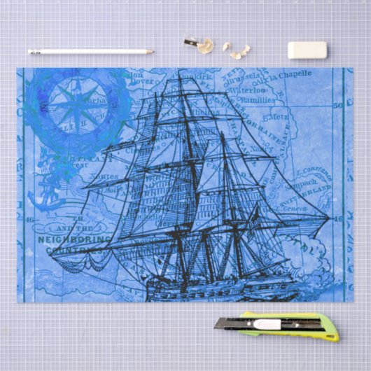  schip en kaart tissuepapier (Craft)