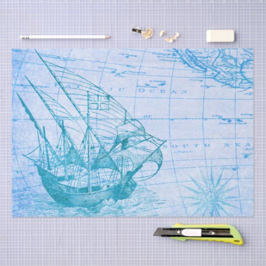  schip en kaart tissuepapier (Craft)