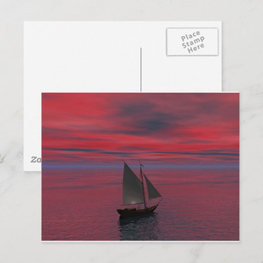 Schip en zon briefkaart (Voorkant / Achterkant)