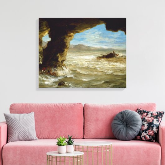  schip Ferdinand Delacroix aan de kust Canvas Afdruk (Insitu (Woonkamer))