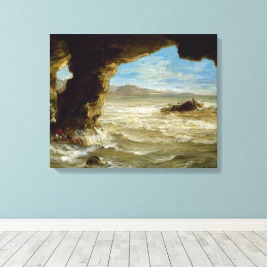  schip Ferdinand Delacroix aan de kust Canvas Afdruk (Insitu (Houten vloer))