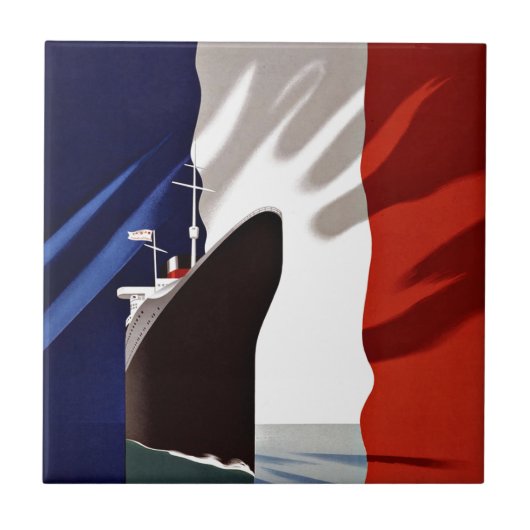 Schip Frans lijn Vintage Travel Tegeltje (Voorkant)