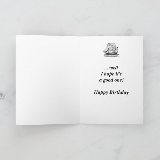  Schip Funny Birthday voor hem Kaart (Binnen)