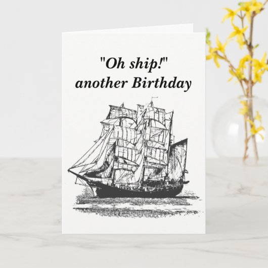  Schip Funny Birthday voor hem Kaart (Gele Bloem)