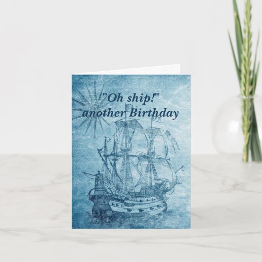  Schip Funny Birthday voor zijn kaart (Voorkant)