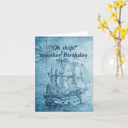 Schip Funny Birthday voor zijn kaart (Gele Bloem)