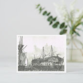 Schip gebruikt als pennenschil van 1800 briefkaart (Staand voorkant)