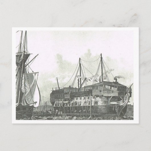 Schip gebruikt als pennenschil van 1800 briefkaart (Voorkant)