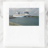 Schip glimlachen rechthoekige sticker (Tas)