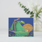 Schip Ierse Vlag Amerikaanse Vlag Sun Boat Briefkaart (Staand voorkant)
