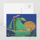 Schip Ierse Vlag Amerikaanse Vlag Sun Boat Briefkaart (Voorkant / Achterkant)