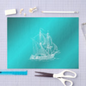 schip in blauw tissuepapier (Craft)