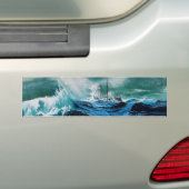 Schip in de zee in storm bumpersticker (Op auto)