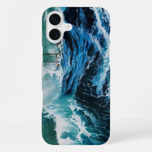 Schip in de zee in storm iPhone 16 plus hoesje