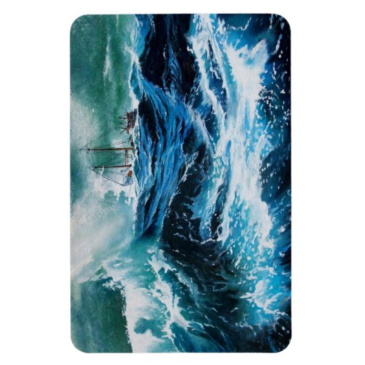 Schip in de zee in storm magneet (Verticaal)