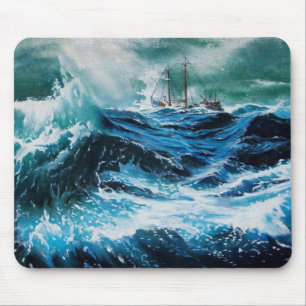 Schip in de zee in storm muismat