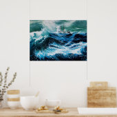 Schip in de zee in storm poster (Keuken)