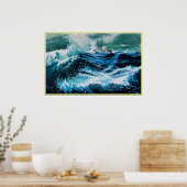 Schip in de zee in storm poster (Keuken)