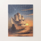 schip in de zonsondergang legpuzzel (Verticaal)
