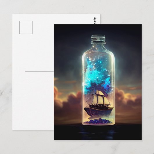 Schip in een Fantasy Pirate Age of Sail Art Briefkaart (Voorkant / Achterkant)