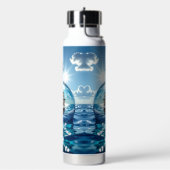 Schip in een fles drijvend op de oceaan (Links)