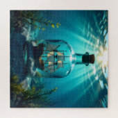 Schip in een fles in de oceaan legpuzzel (Horizontaal)