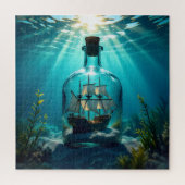 Schip in een fles in de oceaan legpuzzel (Verticaal)