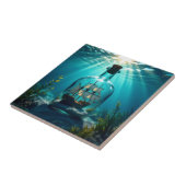 Schip in een fles in de oceaan tegeltje (Zijkant)