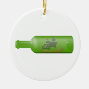 Schip in een fles keramisch ornament