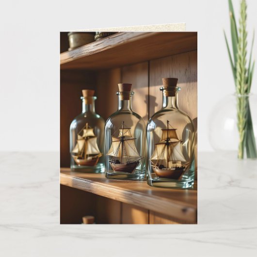 Schip in een fles Maritieme verjaardag voor broer Kaart (Voorkant)