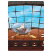 Schip in een fles op zee klembord (Achterkant)