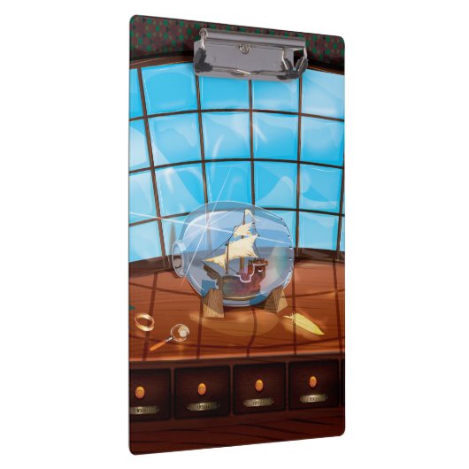 Schip in een fles op zee klembord (Rechts)