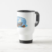 Schip in een fles op zee reisbeker (Voorkant rechts)